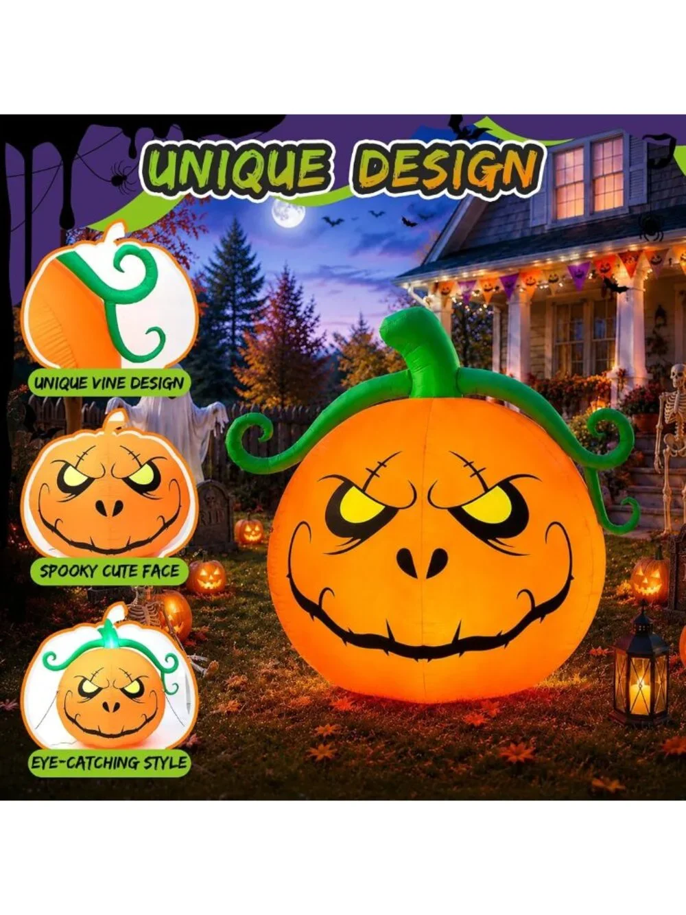 5FT Inflatable Pumpkin Yard Decoration for Halloween Festive Outdoor Decor